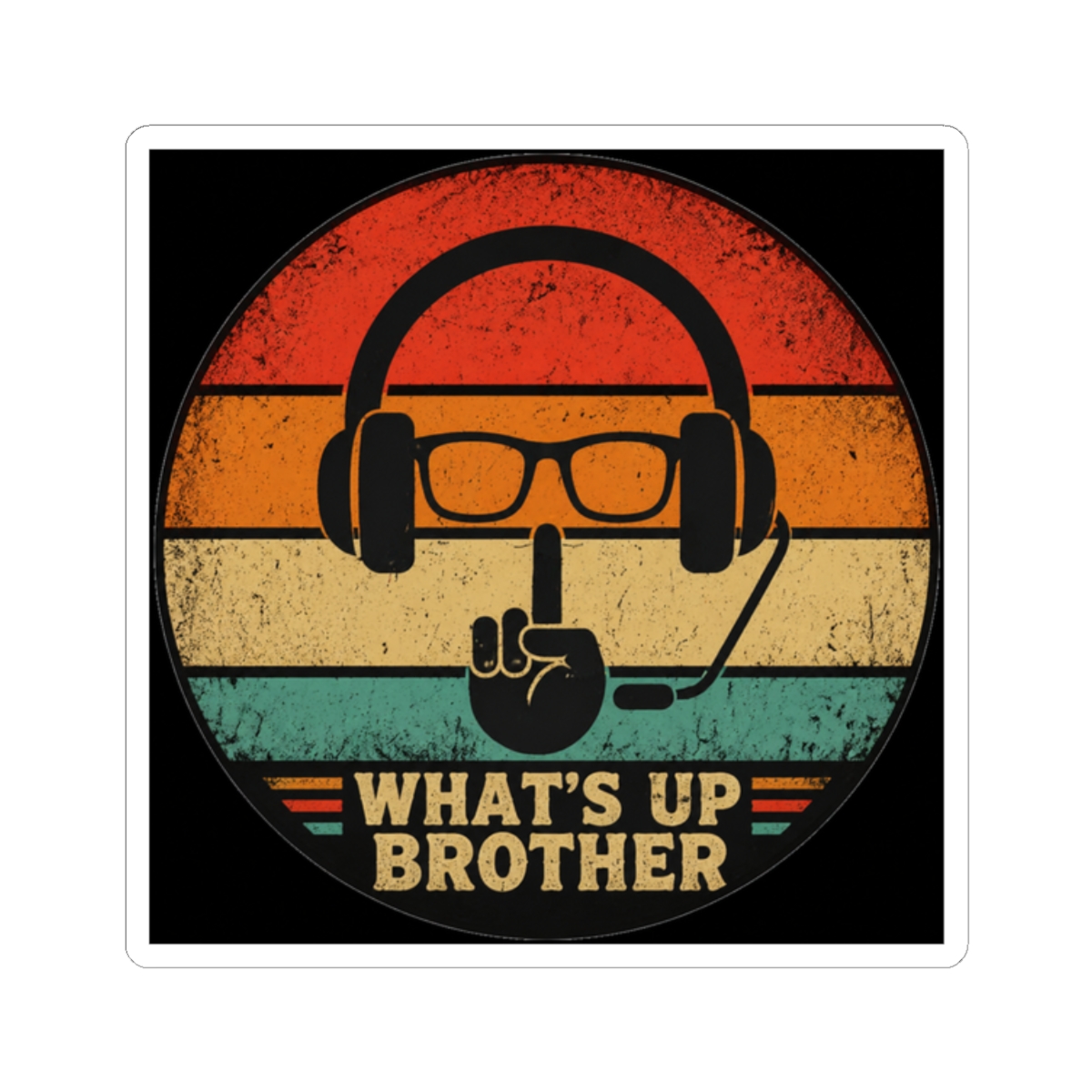 Sketch Streamer Whats Up Brother Funny Vintage Vid Classic Round Sticker - alternate angle 3, merchandise